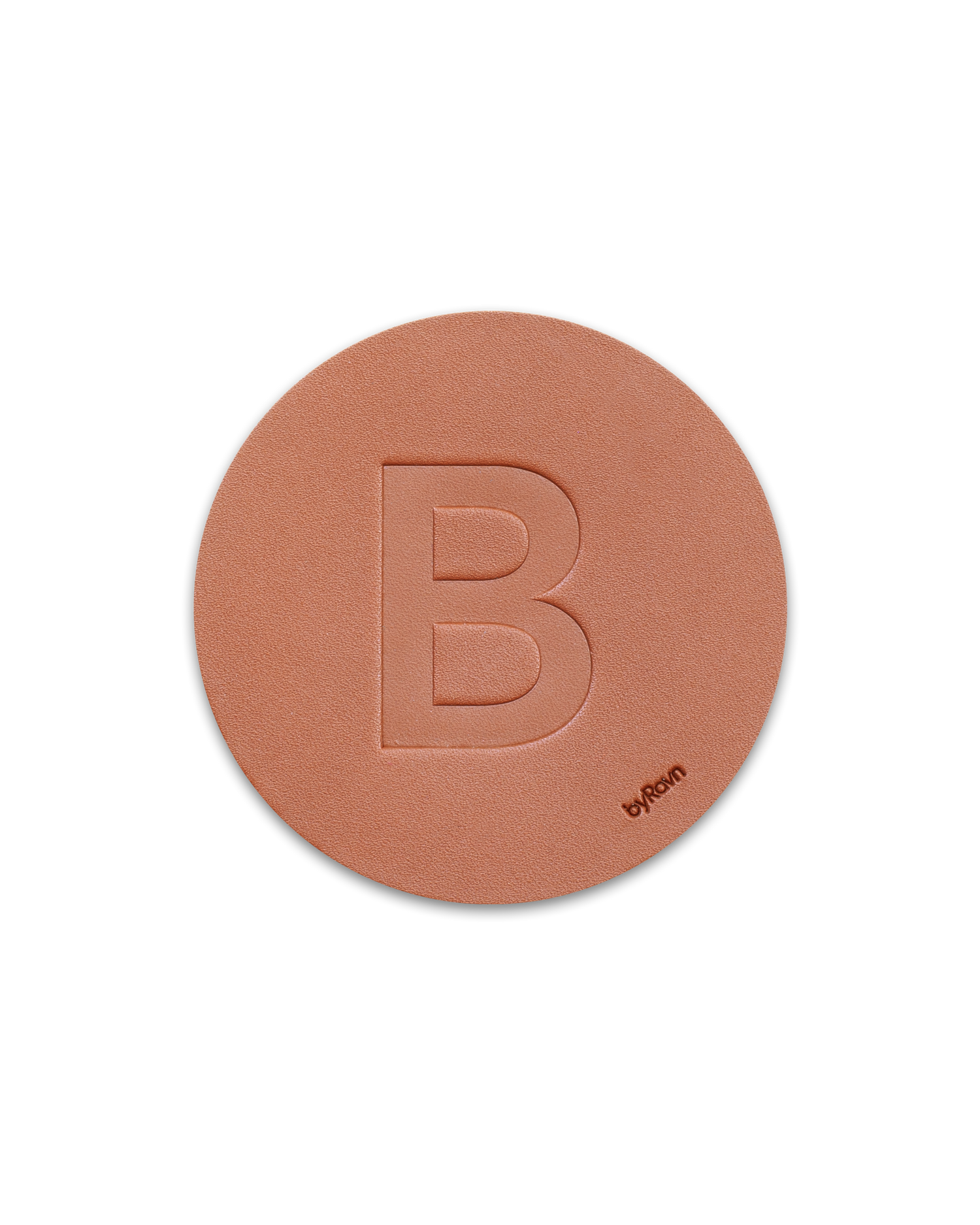 MOKKA Untersetzer von byRavn aus cognacfarbenem Leder mit dem geprägten Großbuchstaben "B"