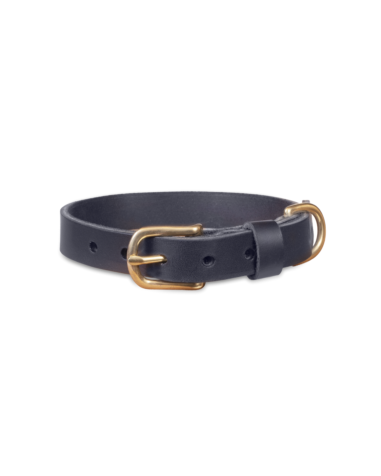 PAW20 Hundehalsband von byRavn aus schwarzem Leder mit Schnalle und D-Ring aus massivem Messing